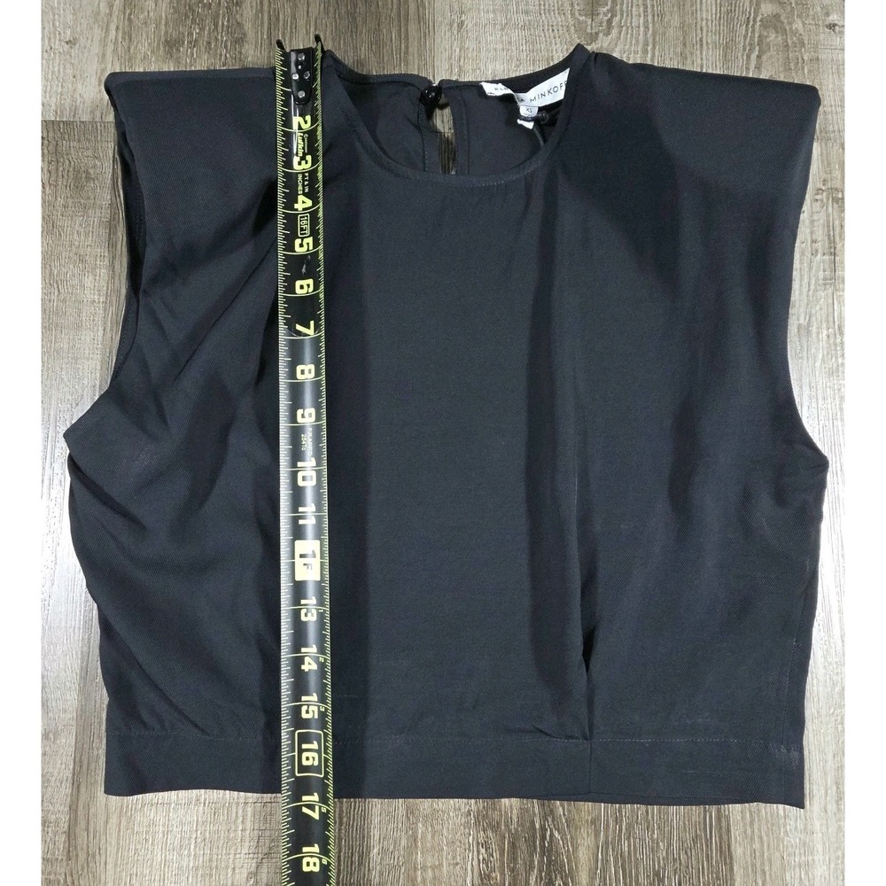 Rebecca Minkoff Pippa Women's Crop Top Black Boxy Shoulder Pads 100% Viscose XS - Picture 9 of 10
